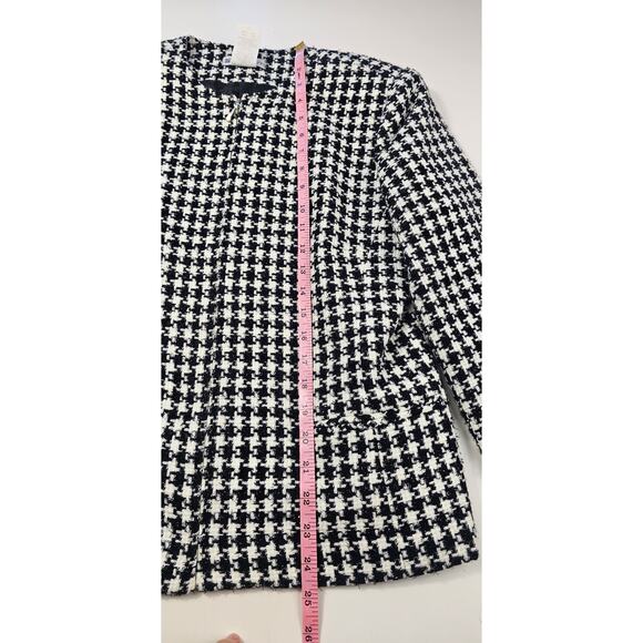 Sparkle houndstooth black shiny shaket full zip blazer vintage dress barn sz 10 - Picture 9 of 9